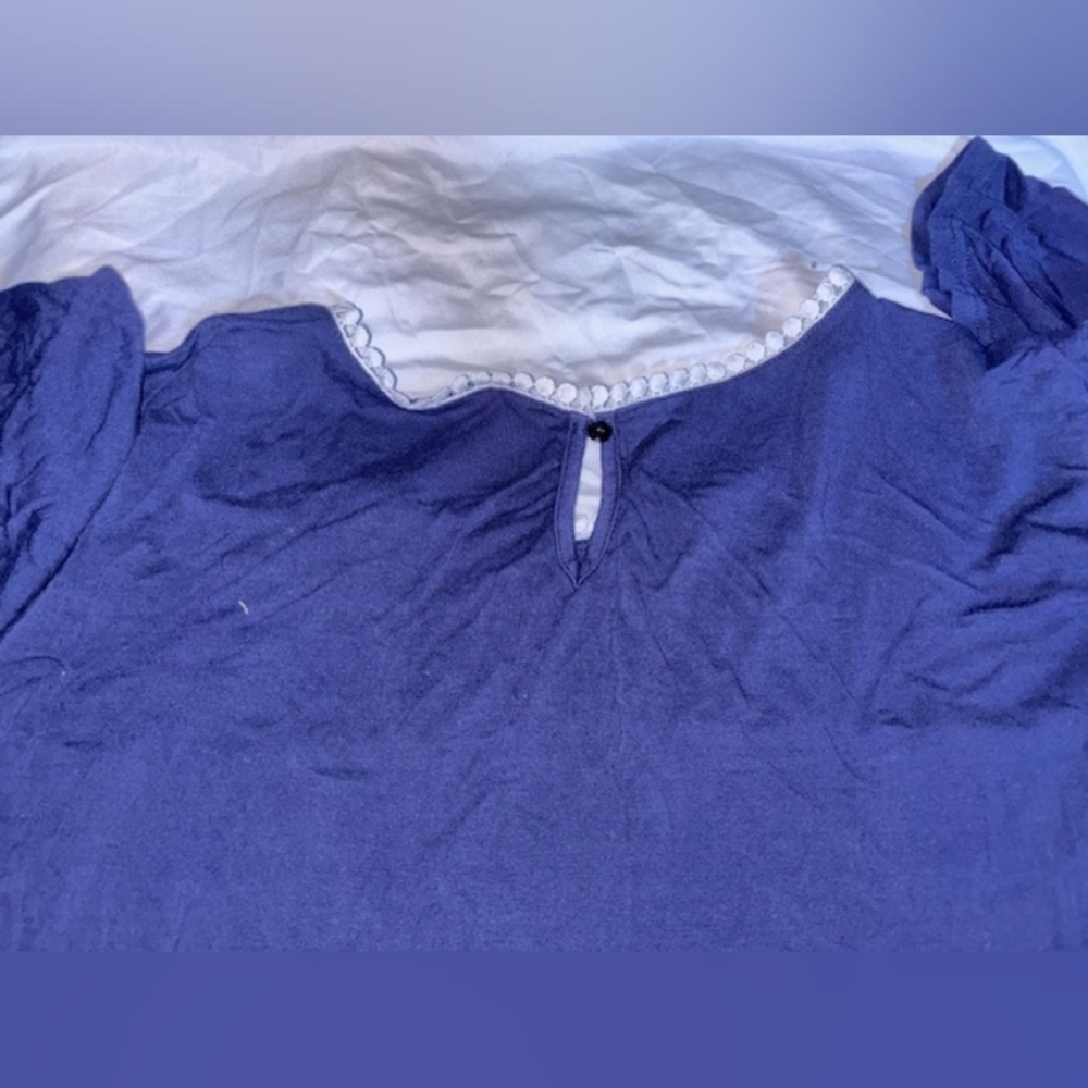 BloomChic Navy Tunic with White Floral Embroidery - Picture 3 of 3